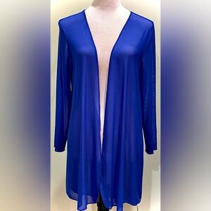 💙 NWOT Royal Blue Sheer Open Cardigan | Hi-Lo Hem | Size L